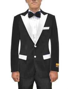 Black and White Lapel Velvet Blazer - Velvet Tuxedo + Matching Bowtie