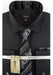 Men's Black Dress Shirts with Tie and Cuff Link Set