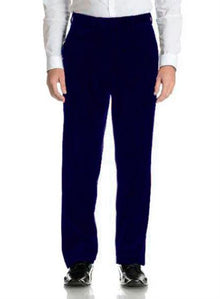 Mens Dark Navy Blue Velvet Flat Front Modern Fit Pant