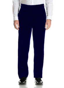 Mens Dark Navy Blue Velvet Flat Front Modern Fit Pant