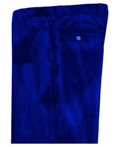 Mens Royal Blue Velvet Pants Flat Front Unhemmed Unfinished Bottom