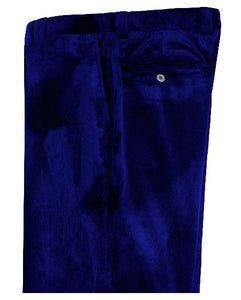 Mens Navy Blue Velvet Pants Flat Front Unhemmed Unfinished Bottom