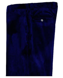 Mens Dark Navy Blue Velvet Pants Flat Front Unhemmed Unfinished Bottom