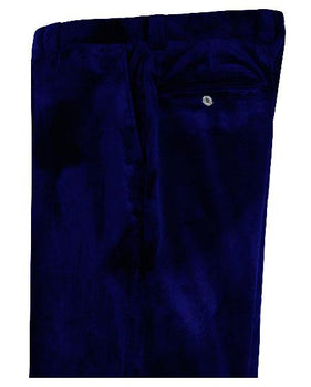 Mens Dark Navy Blue Velvet Pants Flat Front Unhemmed Unfinished Bottom