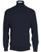 Mens Navy Blue Cotton Blend Turtleneck Sweater Shirt