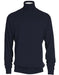 Mens Navy Blue Cotton Blend Turtleneck Sweater Shirt