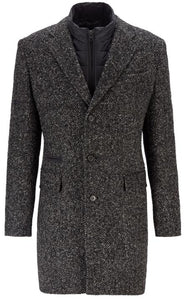 Mens Single Breasted Slim-Fit Herringbone Coat