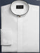 Mens Cotton Black Banded Mandarin Shirt in White