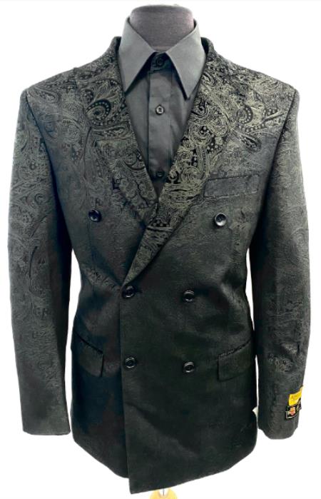 Mens Blazer - Dinner Jacket - Velvet Paisley Fabric Modern Fit Side Vent