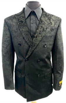 Mens Blazer - Dinner Jacket - Velvet Paisley Fabric Modern Fit Side Vent
