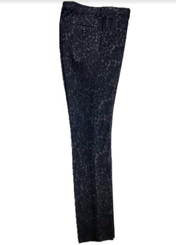 Mens Floral Dress Pants - Fashion Pants - Paisley Pants Black on Black Color