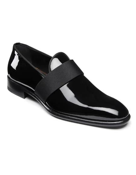 Santoni Tuxedo Shoes Mens Arch Support Leather Upper Shoes Black