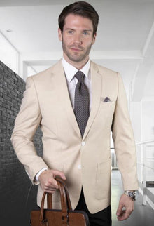 Mens Two Button Notch Lapel Blazer Tan
