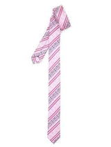 Groomsmen Ties Striped Pink Fully Lined Super Skinny Slim NeckTie