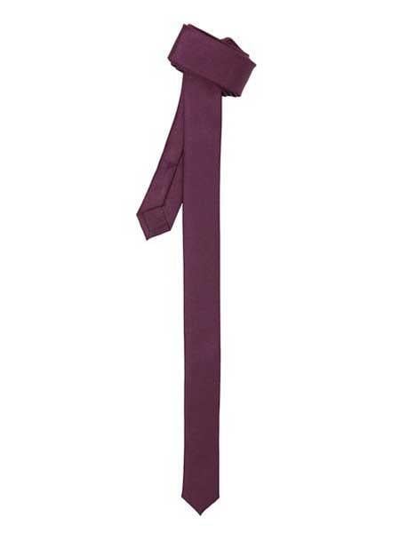 Groomsmen Ties Fully Lined Polyester Satine Fabric Super Skinny Slim Plum NeckTie
