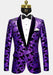 Men One Button Black and Purple Velvet Tuxedo Jacket with Sequins