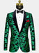 Men One Button Black and Green Velvet Tuxedo Jacket with Sequins
