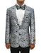 Silver Gray and Black Tuxedo Suit Jacket and Pants With Matching Bowtie - Paisley Suit - Grey Tuxedo
