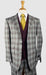 Plaid Suits - Peak Lapel 1920s Lapeled Vest Flat Front Pants Two Button Suits Charcoal ~ Burgundy ~ Grey