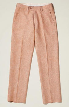 Linen Flat Front Pants — Camel Colors