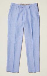 Linen Flat Front Pants — Lt Blue Colors