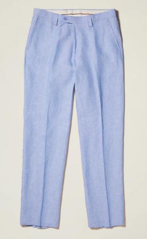 Linen Flat Front Pants — Lt Blue Colors