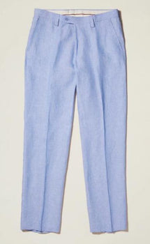 Linen Flat Front Pants — Lt Blue Colors