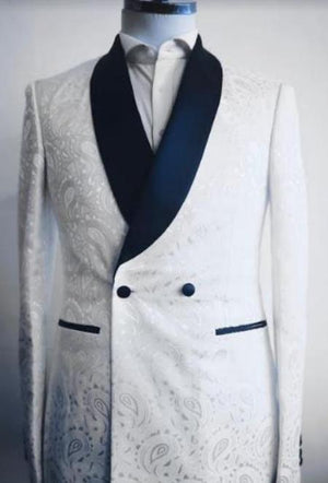 Mens Two Button Shawl Lapel Suit Navy Blue