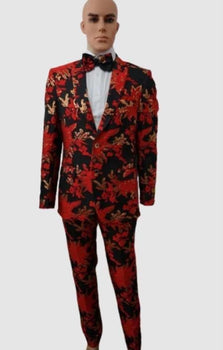 Red and Gold Suits With Matching Bowtie