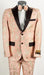 Mens Flower Suit - Floral Suit Mens 2 Button Peak Lapel Light Baby Pink and Gold Tuxedo