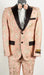 Mens 2 Button Light Baby Pink and Gold Floral Paisley Tuxedo Pink