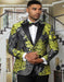 Gold Tuxedo with Black Pants and Matching Bowtie - Paisley Suits - Floral Prom or Wedding Suit