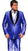 Mens One Button Shawl Lapel Suit Blue