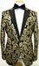Mens Single Breasted 1 Button Fancy Blazer Black ~ Gold