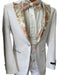 White and Gold Tuxedo - Floral Tuxedo With Matching Bowtie - Groom Tuxeod Suit