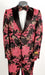 Mens Hot Pink Fuschia ~ Black 2 Button Floral Paisley Tuxedo