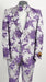 Mens White and Lavender Purple 2 Button Floral Paisley Prom and Wedding Tuxedo