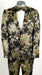 Mens Black ~ Gold 2 Button Foil Floral Paisley Prom and Wedding Tuxedo
