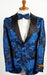 Mens Royal Blue 2 Button Floral Paisley Tuxedo Blazer