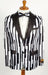 Mens Black ~ White 2 Button Stripes American Flag Patriotic Blazer