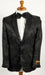Mens Shiny Black on Black 2 Button Floral Paisley Prom and Wedding Blazer