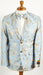 Mens Sky Blue and Silver 2 Button Foil Paisley Prom and Wedding Blazer