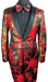 Mens Floral Prom Tuxedo in Red and Gold Package w/ Matching Pants and Bowtie