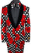 Mens Black and White Polka Dot Prom Tuxedo with Roses Package w/ Matching Pants and Bowtie