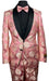 Mens Rose Pink Floral Prom Tuxedo Package w/ Matching Pants and Bowtie