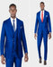 Mens One Button Peak Label Blue Suit