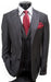 Mens Slim Fit 3pc Suit - Grey Pin Stripe