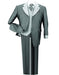 Mens Pinestripe Fashion Suit with Contrast Collar Cuffs and Vest Black