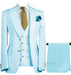 Mens 3-Piece Suit Notch Lapel Light Blue Suit