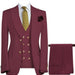 Mens 3-Piece Suit Notch Lapel Burgundy Suit